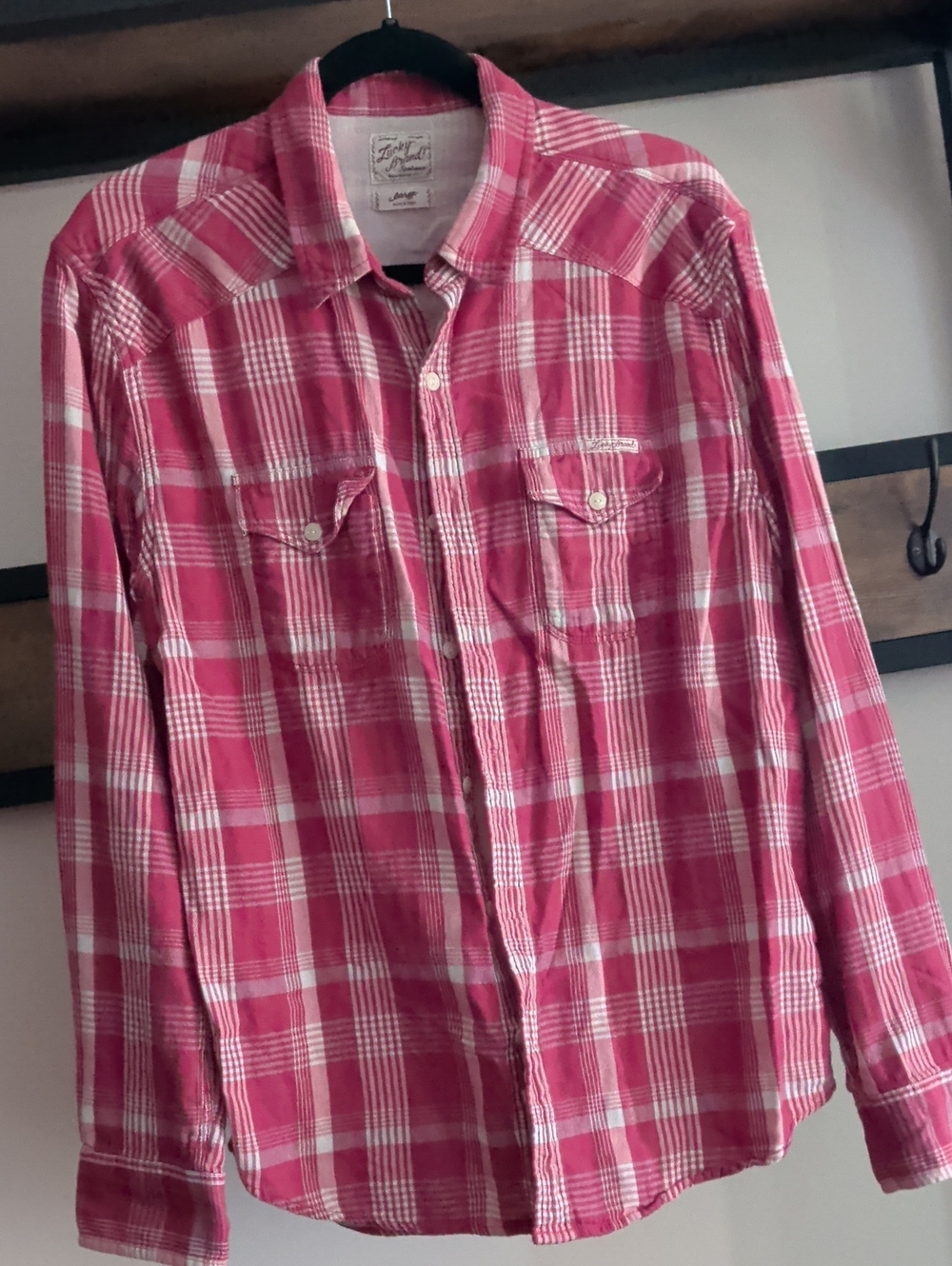 Men's Red Plaid Button-Up Shirt